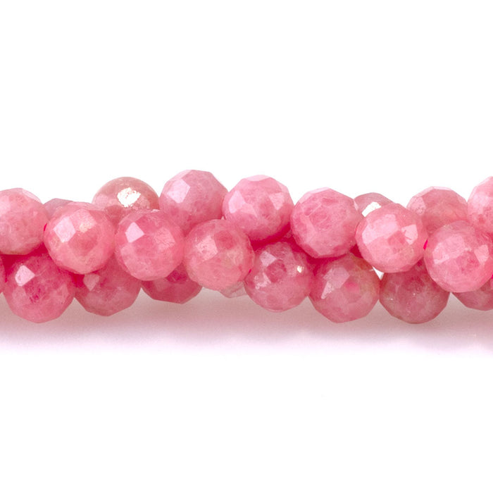 Rhodonite 4mm Faceted Round AA Grade - 15-16 Inch