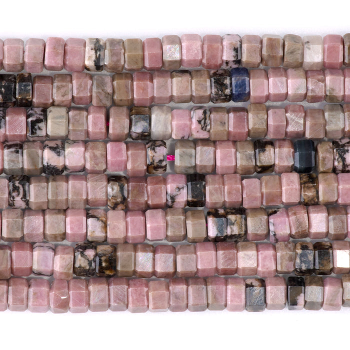 Rhodonite with Matrix 6mm Hexagon - 15-16 Inch