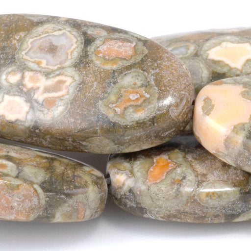 This is a Dakota Stones Rhyolite Gemstone strand with oval beads in 8 inch strand.