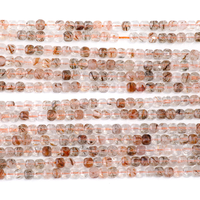 Copper Rutilated Quartz 3mm Table Cut Cube - 15-16 Inch