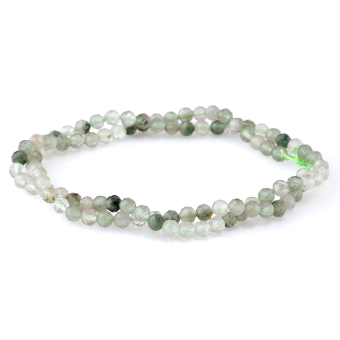 Green Rutilated Quartz 4mm Microfaceted Round - 15-16 Inch