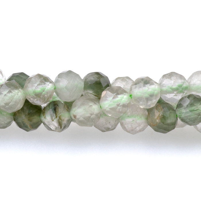 Green Rutilated Quartz 4mm Microfaceted Round - 15-16 Inch