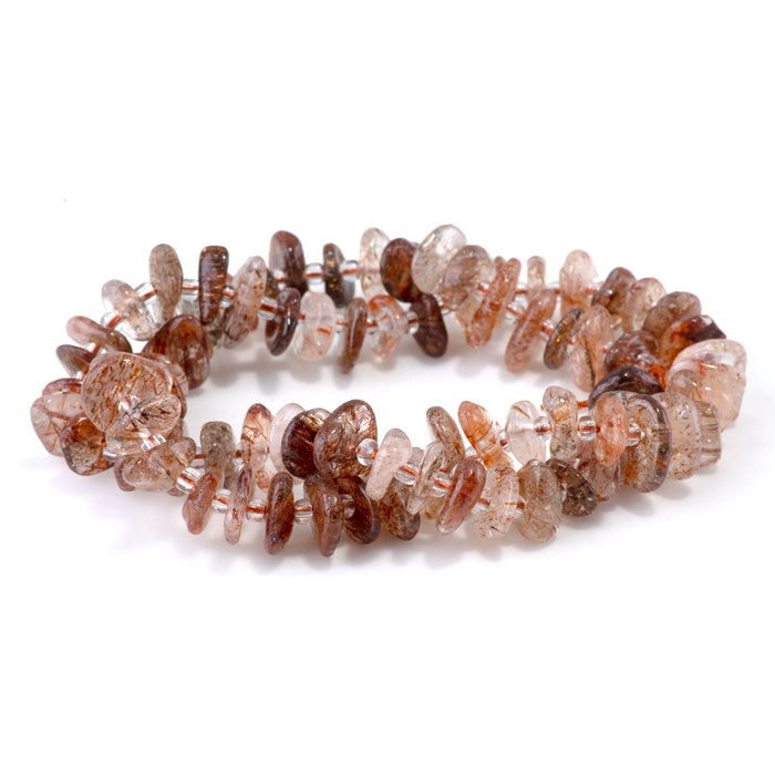 Copper Rutilated Quartz 5x8mm Chip with Spacers - 15-16 Inch