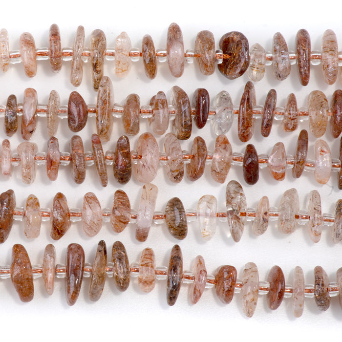Copper Rutilated Quartz 5x8mm Chip with Spacers - 15-16 Inch