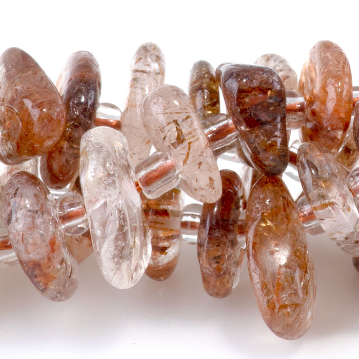 Copper Rutilated Quartz 5x8mm Chip with Spacers - 15-16 Inch