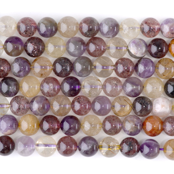 Rainbow Rutilated Quartz 8mm Round - 15-16 Inch