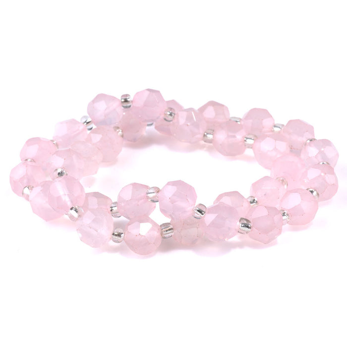 Rose Quartz 10mm Faceted Nugget - 15-16 Inch