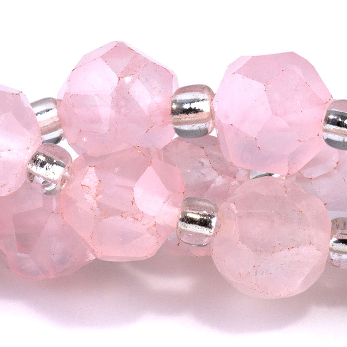 Rose Quartz 10mm Faceted Nugget - 15-16 Inch