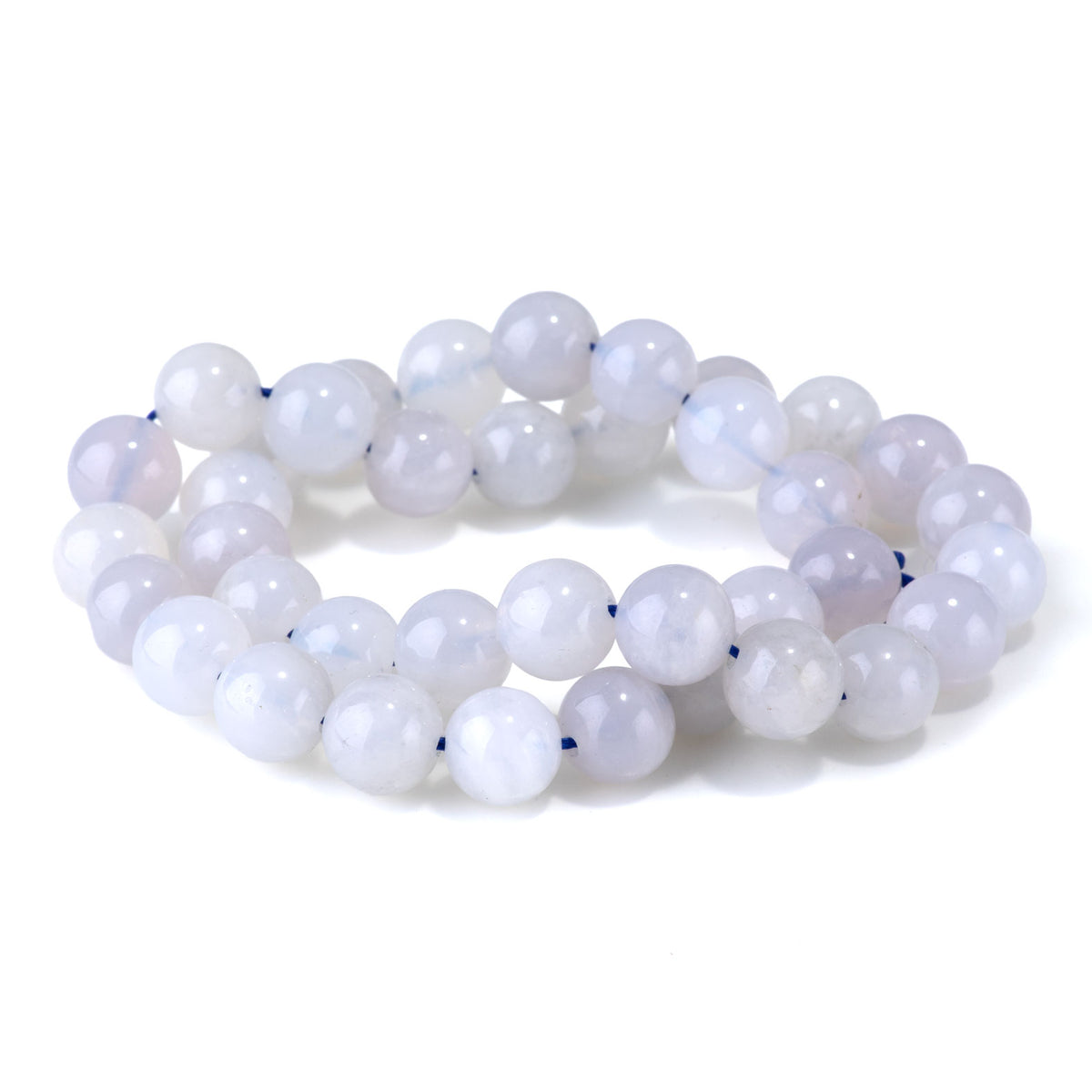 パワーストーン　ブルーローズ　10ミリ Blue Rose Quartz 10mm Round - 15-16 Inch — Dakota Stones