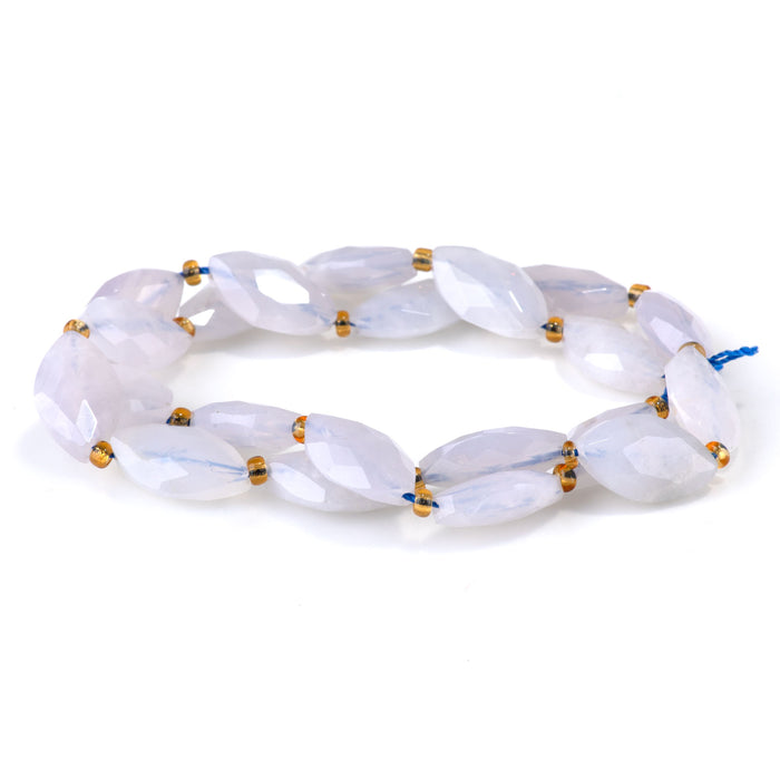 Blue Rose Quartz 10x16mm Faceted Marquise Bead - 15-16 Inch