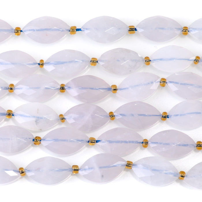 Blue Rose Quartz 10x16mm Faceted Marquise Bead - 15-16 Inch