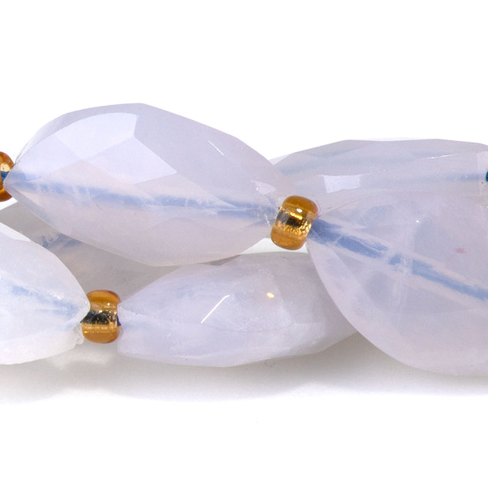 Blue Rose Quartz 10x16mm Faceted Marquise Bead - 15-16 Inch