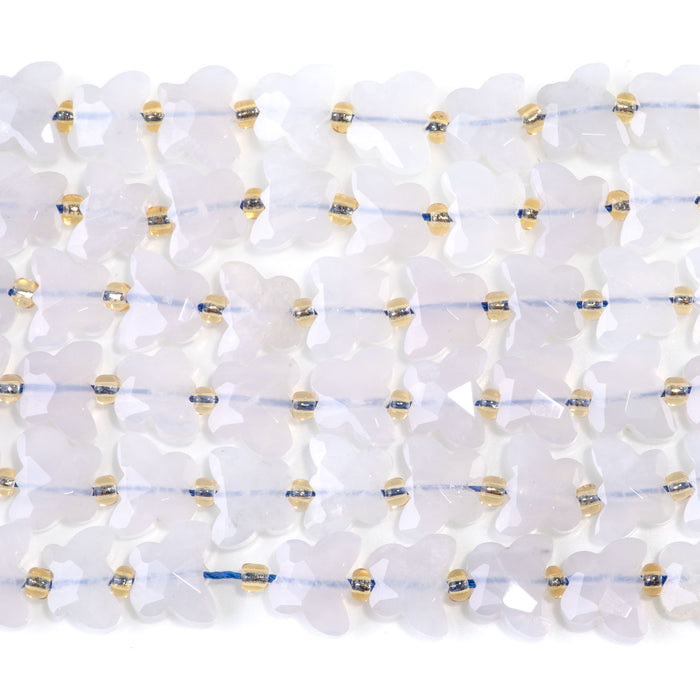 Blue Rose Quartz 10x8mm Faceted Butterfly - 15-16 Inch