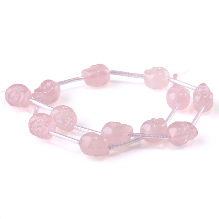 Rose Quartz 11x13mm Long Drill Skull - 15-16 Inch