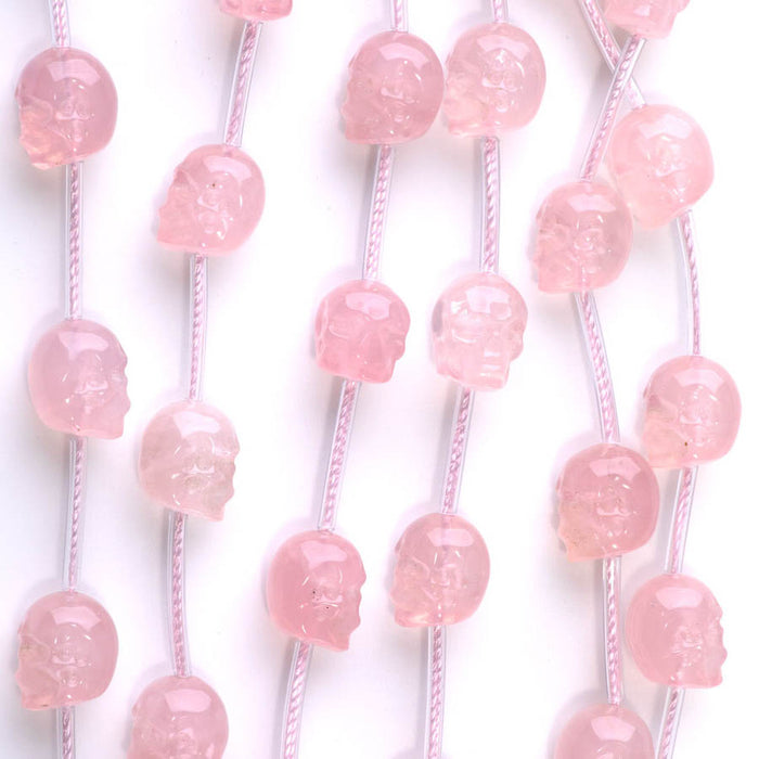 Rose Quartz 11x13mm Long Drill Skull - 15-16 Inch