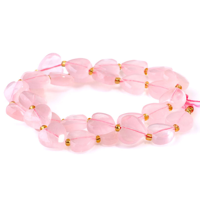 Rose Quartz 12mm Faceted Heart - 15-16 Inch