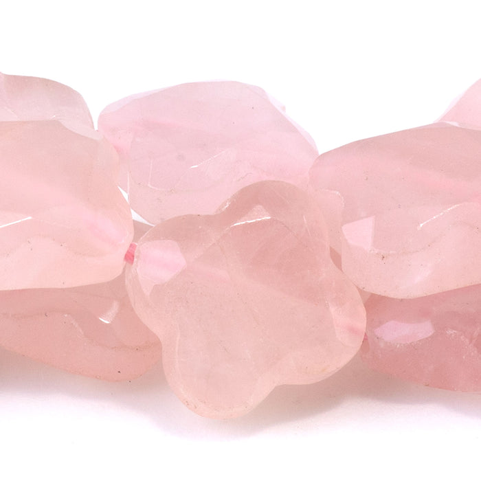 Rose Quartz 13mm Faceted Clover A Grade - 15-16 Inch