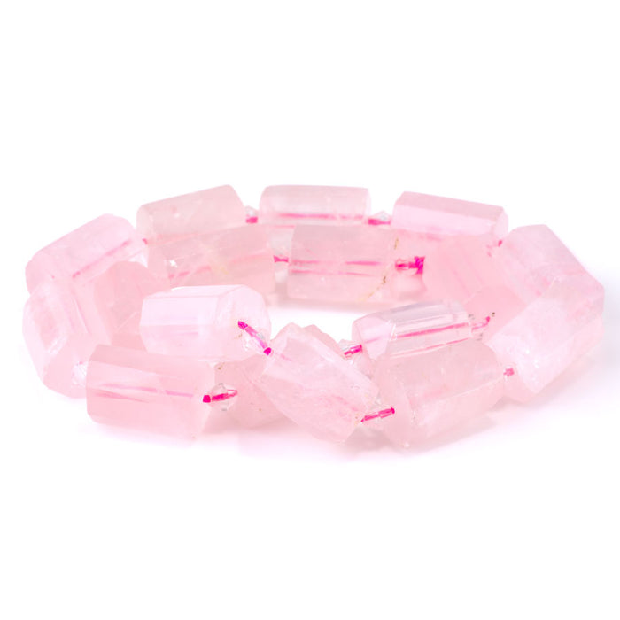 Rose Quartz 13x18 Faceted Tube 15-16"