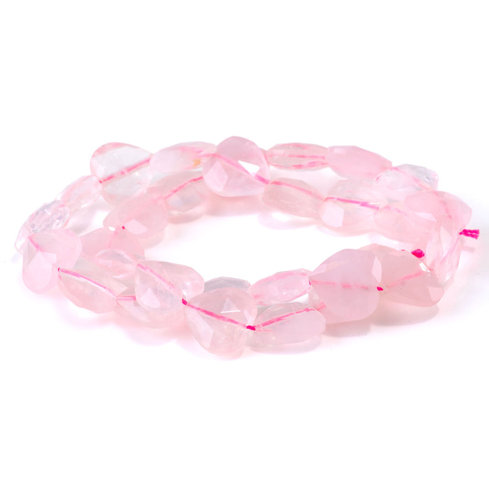 Rose Quartz 14mm Faceted Heart A Grade - 15-16 Inch