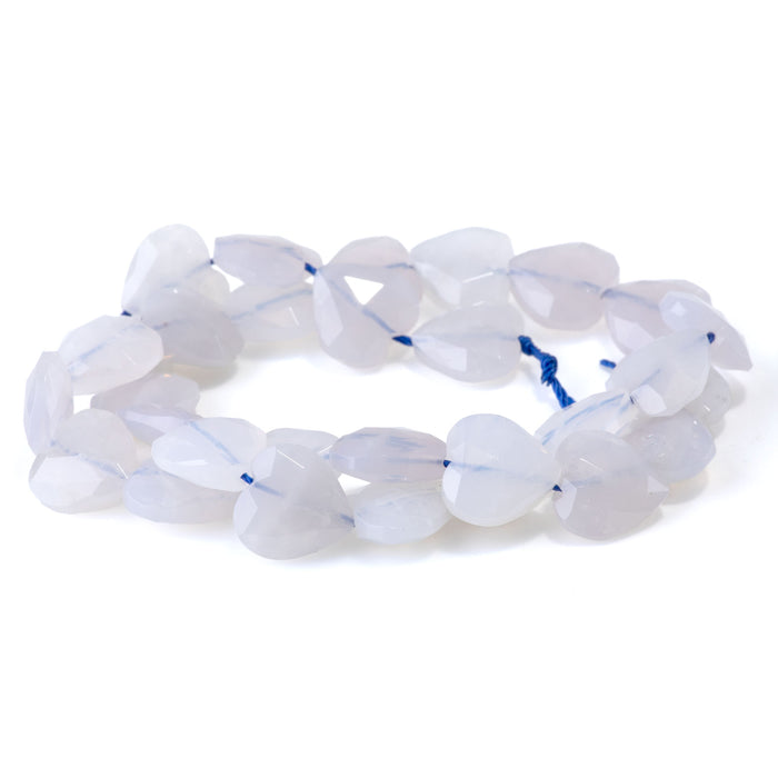 Blue Rose Quartz 14mm Faceted Heart - 15-16 Inch