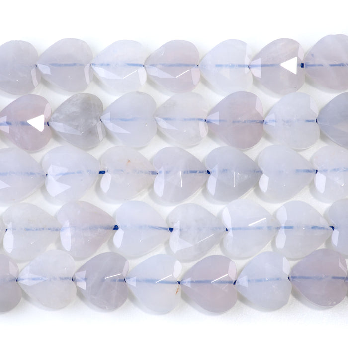 Blue Rose Quartz 14mm Faceted Heart - 15-16 Inch