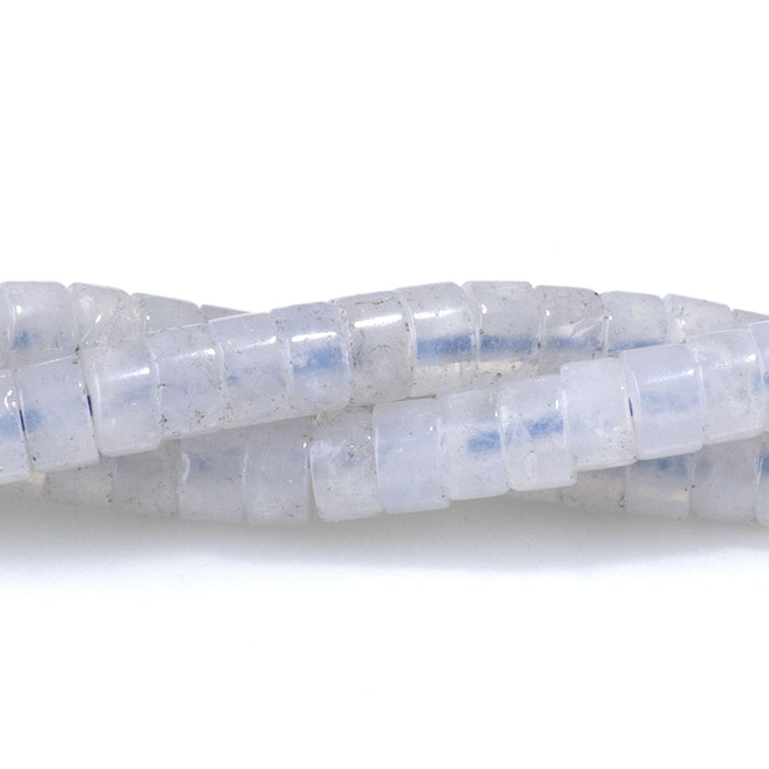 This is a Dakota Stones 2x4mm Blue Rose Quartz Gemstone strand with heishi beads in 15-16 inch strand.