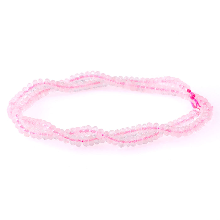Rose Quartz 2x4mm Thin Faceted Rondelle - 15-16 Inch