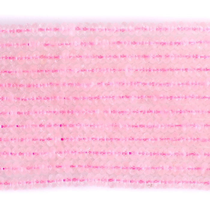 Rose Quartz 2x4mm Thin Faceted Rondelle - 15-16 Inch