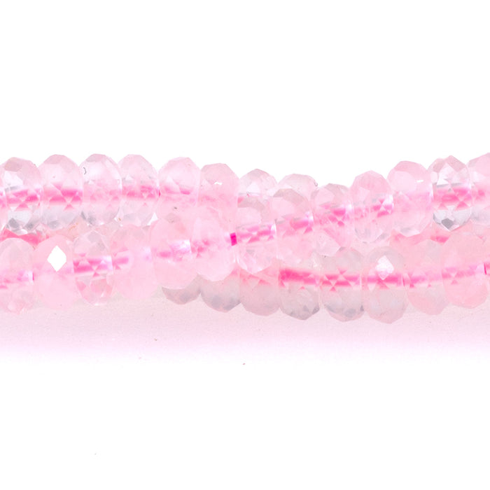 Rose Quartz 2x4mm Thin Faceted Rondelle - 15-16 Inch
