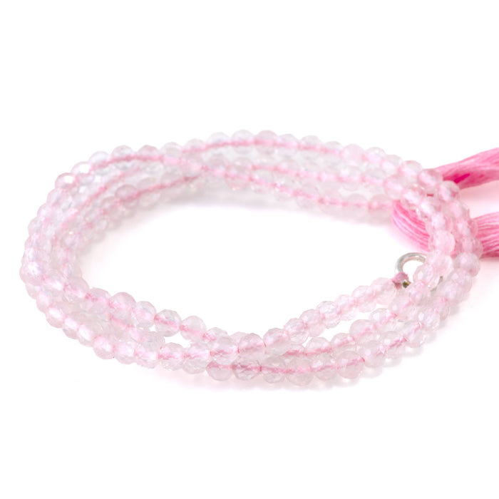 SPECIAL PRICE Rose Quartz 3mm Faceted Round - 15 Inch