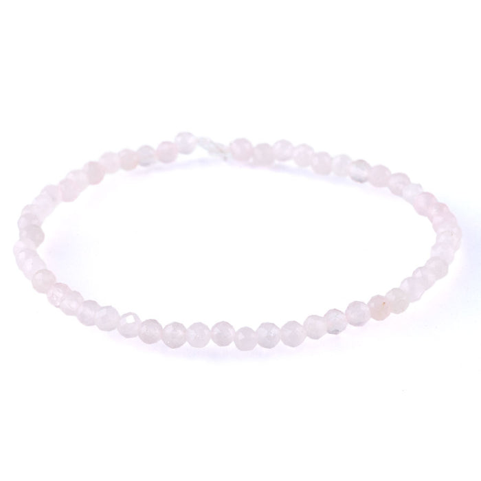 Rose Quartz 4mm Faceted Round - 8-Inch