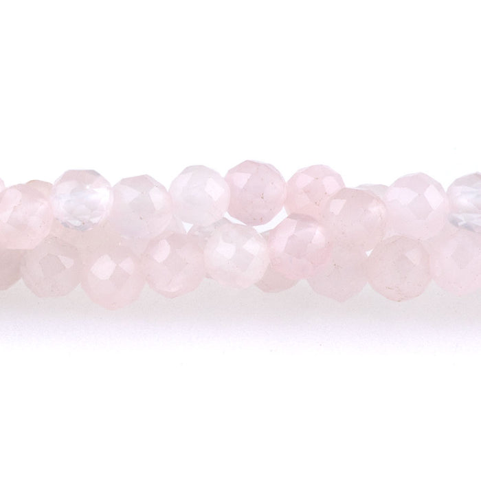 Rose Quartz 4mm Faceted Round - 8-Inch