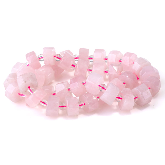 Rose Quartz 6x10-13mm Faceted Wheel - 15-16 Inch