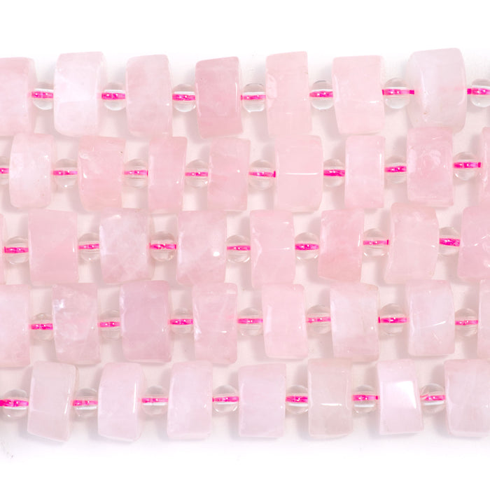 Rose Quartz 6x10-13mm Faceted Wheel - 15-16 Inch
