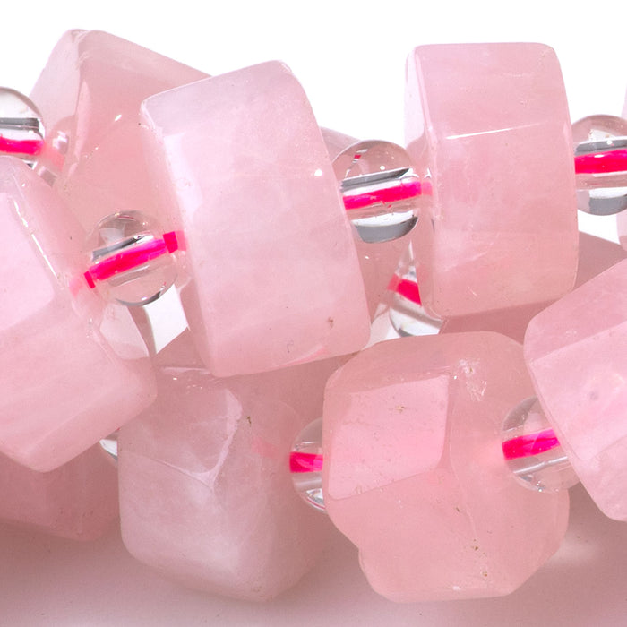 Rose Quartz 6x10-13mm Faceted Wheel - 15-16 Inch
