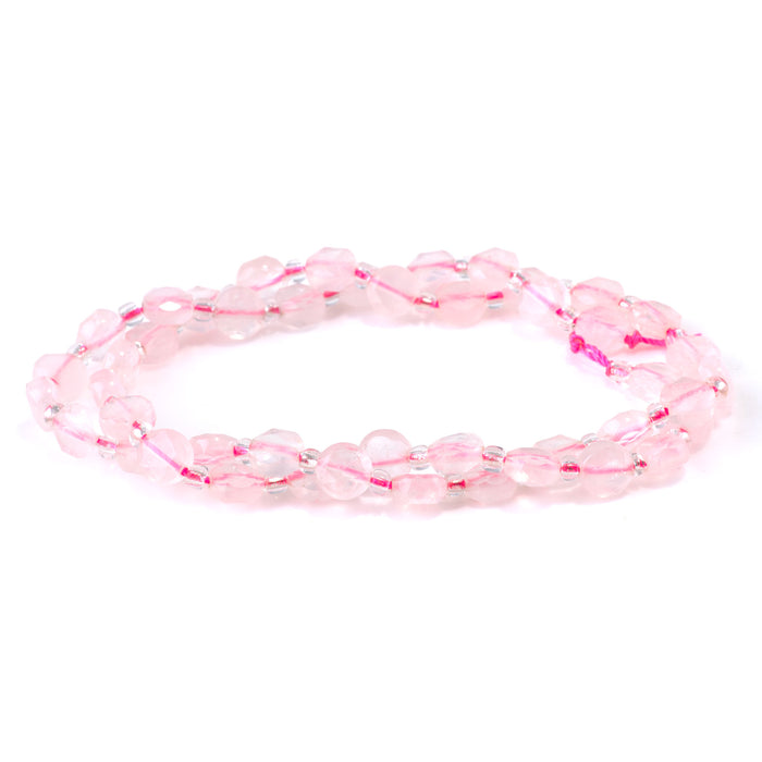 Rose Quartz 6mm Star Cut Coin - 15-16 Inch