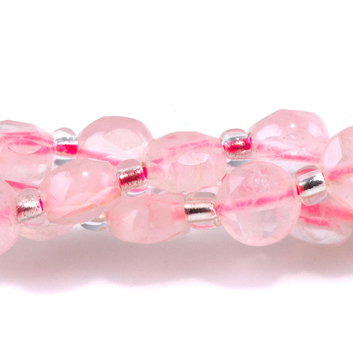 Rose Quartz 6mm Star Cut Coin - 15-16 Inch