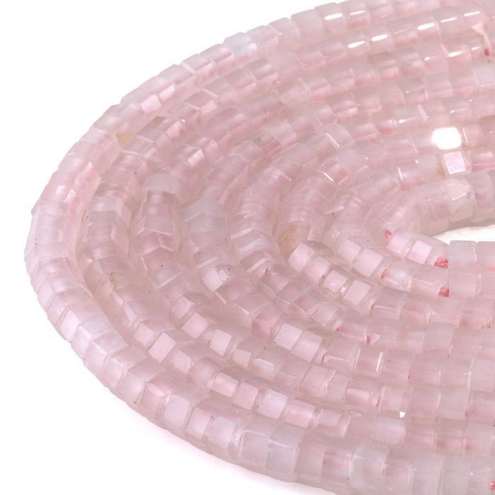 This is a Dakota Stones 6mm Rose Quartz Large Hole Gemstone strand with faceted hexagon beads in 8 inch strand.