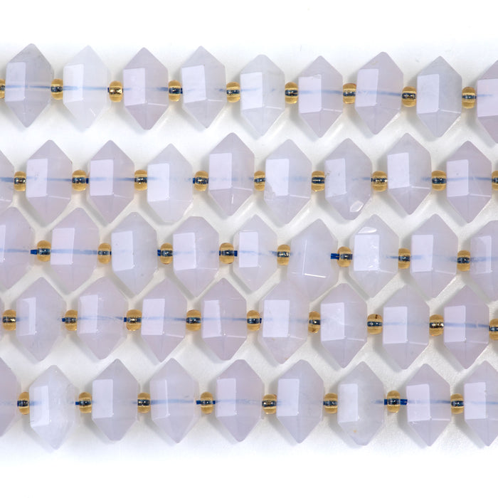 Blue Rose Quartz 6x11mm Side Drilled Points - 15-16 Inch