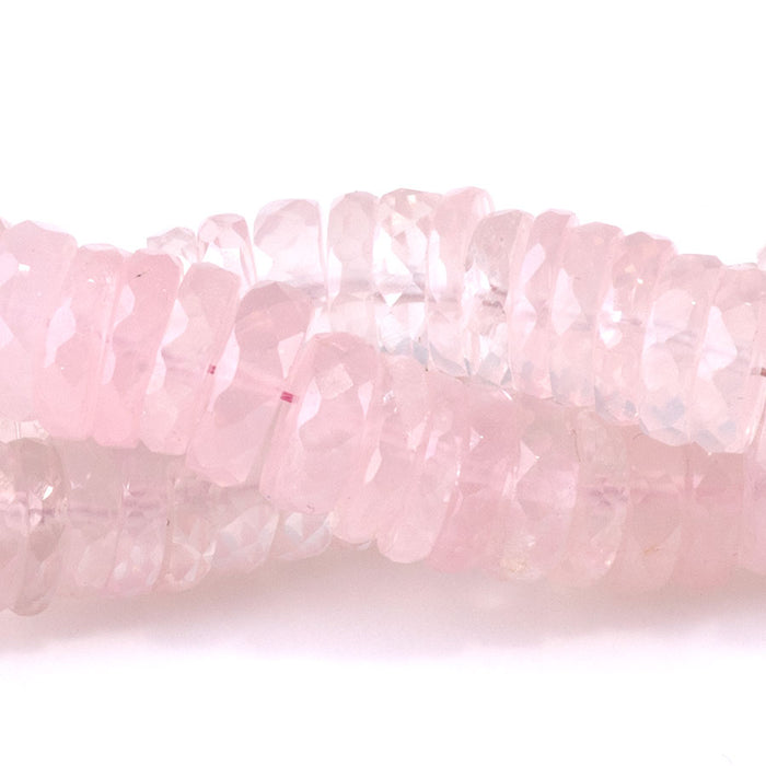 Rose Quartz 7mm Faceted Tyre - 8 Inch