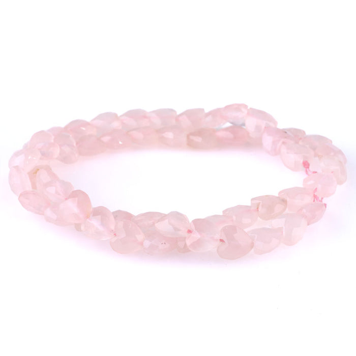 Rose Quartz 8mm Faceted Puff Heart A Grade - 15-16 Inch