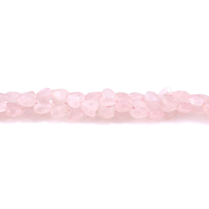 Rose Quartz 8mm Faceted Puff Heart A Grade - 15-16 Inch