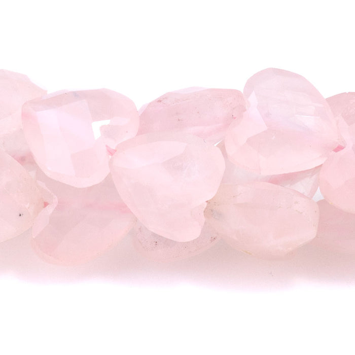 Rose Quartz 8mm Faceted Puff Heart A Grade - 15-16 Inch