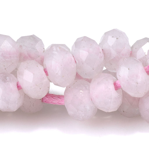This is a Dakota Stones 8mm Rose Quartz Large Hole Gemstone strand with faceted rondelle beads in 8 inch strand.