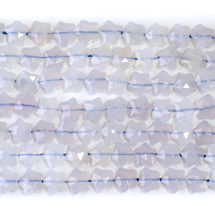 Blue Rose Quartz 8mm Faceted Star - 15-16 Inch