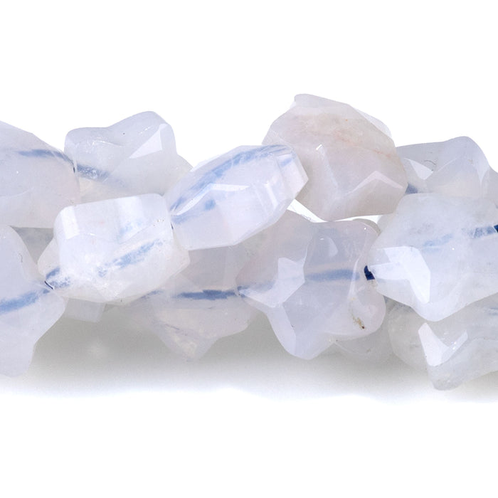 Blue Rose Quartz 8mm Faceted Star - 15-16 Inch