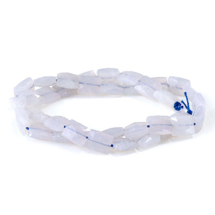 This is a Dakota Stones 8x10mm Blue Rose Quartz Rectangle Gemstone strand with faceted beads in 15-16 inch strand.