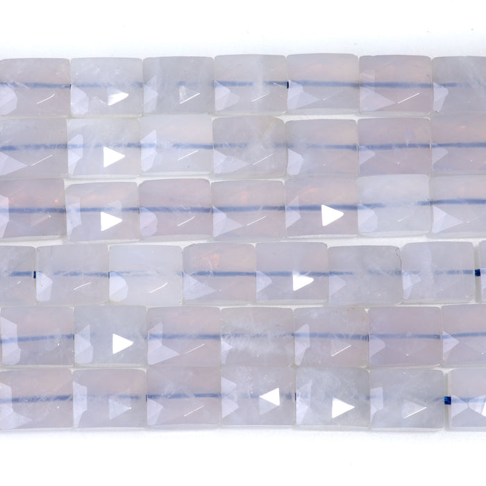 This is a Dakota Stones 8x10mm Blue Rose Quartz Rectangle Gemstone strand with faceted beads in 15-16 inch strand.
