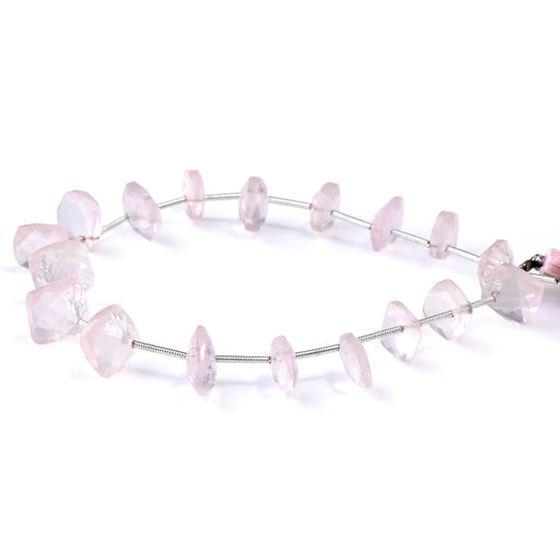 This is a Dakota Stones 9mm Rose Quartz Drops Gemstone strand with faceted square beads in 9 inch strand.