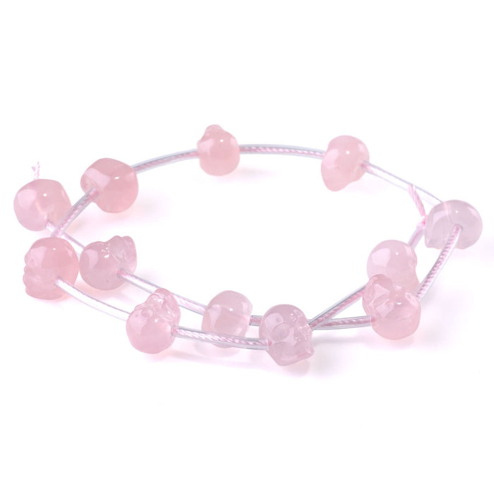 Rose Quartz 9x11mm Side Drill Skull - 15-16 Inch